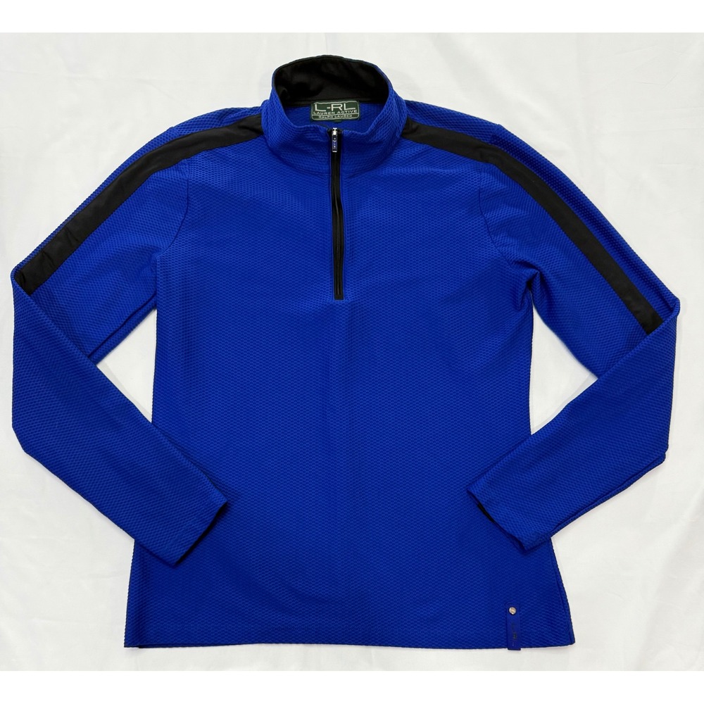 Lauren Ralph Lauren Active Royal Blue Honeycomb Textured Quarter Zip Pullover L